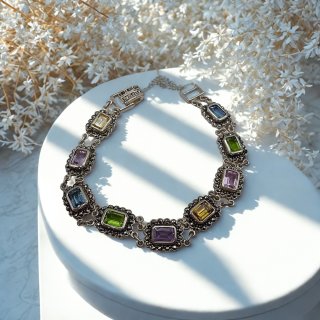 Antikes Jugendstil Edelstein-Armband aus 925 Silber – Pforzheim um 1910, Theodor Herbstrith