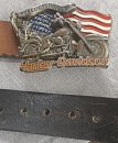 Vintage Harley-Davidson Gürtelschnalle „Freedom to Ride“ 1991 mit Ledergürtel