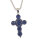 Vintage Kreuzanhänger 925 Silber mit blauen Tansanit Steinen – Südwest & Byzantinischer Stil mit Kordelkette