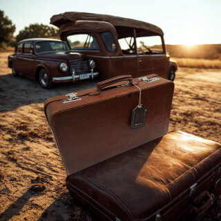 Vintage Lederkoffer Braun – Original Oldtimer Koffer mit Schlüssel & Anhänger | Mid-Century Deko