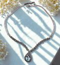 Vintage Collier 925 Silber mit Blautopas & Markasiten...