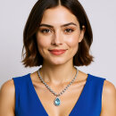 Vintage Collier 925 Silber mit Blautopas & Markasiten – 45 cm