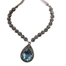 Vintage Collier 925 Silber mit Blautopas & Markasiten – 45 cm