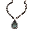 Vintage Collier 925 Silber mit Blautopas & Markasiten – 45 cm