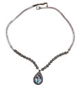 Vintage Collier 925 Silber mit Blautopas & Markasiten – 45 cm