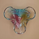 Vintage Sanyu Japan Glasschale – Mid Century Zipfelschale Pink Blau Amber