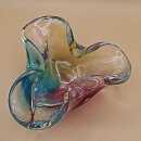 Vintage Sanyu Japan Glasschale – Mid Century Zipfelschale Pink Blau Amber