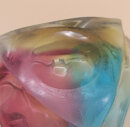 Vintage Sanyu Japan Glasschale – Mid Century Zipfelschale Pink Blau Amber