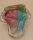 Vintage Sanyu Japan Glasschale – Mid Century Zipfelschale Pink Blau Amber