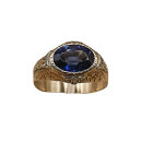 Antiker italienischer Herrenring um 1860 – 750 Gold & Platin mit ca. 3,7 ct Saphir