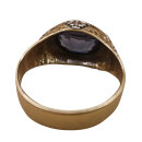 Antiker italienischer Herrenring um 1860 – 750 Gold & Platin mit ca. 3,7 ct Saphir