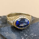 Antiker italienischer Herrenring um 1860 – 750 Gold & Platin mit ca. 3,7 ct Saphir