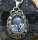 Antiker Art Déco Anhänger 830 Silber mit Blautopas & 925 Silberkette 50cm