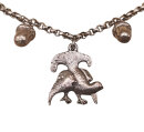 Massives Silber Damen-Charivari mit Auerhahn & Eicheln – Vintage Trachtenkette 20cm