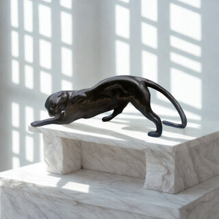 Originale Art Déco Panther-Skulptur um 1930 – Elegante Bronze-Raubkatze
