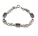 Antikes Jugendstil Silber-Armband 830 mit Amethysten | 19 cm Vintage-Gliederarmband