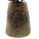 Antike afrikanische Benue Chamba Viehglocke aus Bronze mit Lederriemen – 10 cm