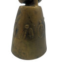 Antike afrikanische Benue Chamba Viehglocke aus Bronze mit Lederriemen – 10 cm