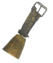 Antike afrikanische Benue Chamba Viehglocke aus Bronze mit Lederriemen – 10 cm