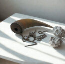 Antikes Bodenlader-Pulverhorn mit Eisenkette – um 1800
