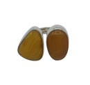 Moderne Silberring mit Naturbernstein – Designer-Neuware