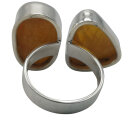 Moderne Silberring mit Naturbernstein – Designer-Neuware