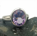 Moderner Silberring mit ovalem Amethyst – Neuware