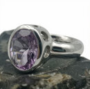 Moderner Silberring mit ovalem Amethyst – Neuware