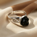 Victorian Revival Onyx-Rosenring aus 925 Silber – RG61