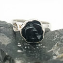 Victorian Revival Onyx-Rosenring aus 925 Silber – RG61
