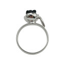 Victorian Revival Onyx-Rosenring aus 925 Silber – RG61