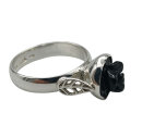 Victorian Revival Onyx-Rosenring aus 925 Silber – RG61