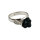 Victorian Revival Onyx-Rosenring aus 925 Silber – RG61