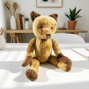 Vintage Zweifarben-Teddybär mit Holzwolle –...