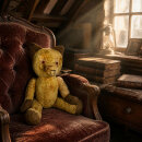 Vintage Zweifarben-Teddybär mit Holzwolle – 1950er Jahre