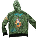 Vintage Ed Hardy Echtleder-Kapuzenjacke XXL – frühe 2000er
