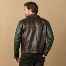 Vintage AWACS Lederjacke XL – Two-Tone Fliegerjacke Braun-Grün