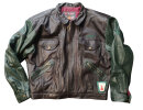 Vintage AWACS Lederjacke XL – Two-Tone Fliegerjacke Braun-Grün