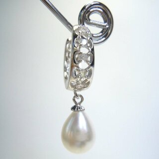 Hänge Silber Ohrringe mit Süßwasser Perlen