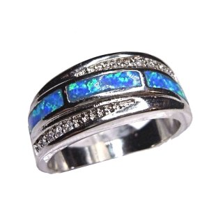 Samira -  Sterling Silber Opal Ring blaugrün