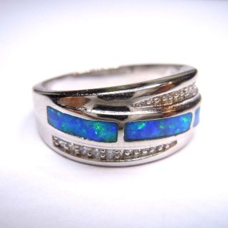 Samira -  Sterling Silber Opal Ring blaugrn