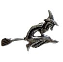 Hexen Ohrringe aus 925 Silber – Hexe auf dem Besen reitend - Ohrstecker mit Butterfly-Verschluss